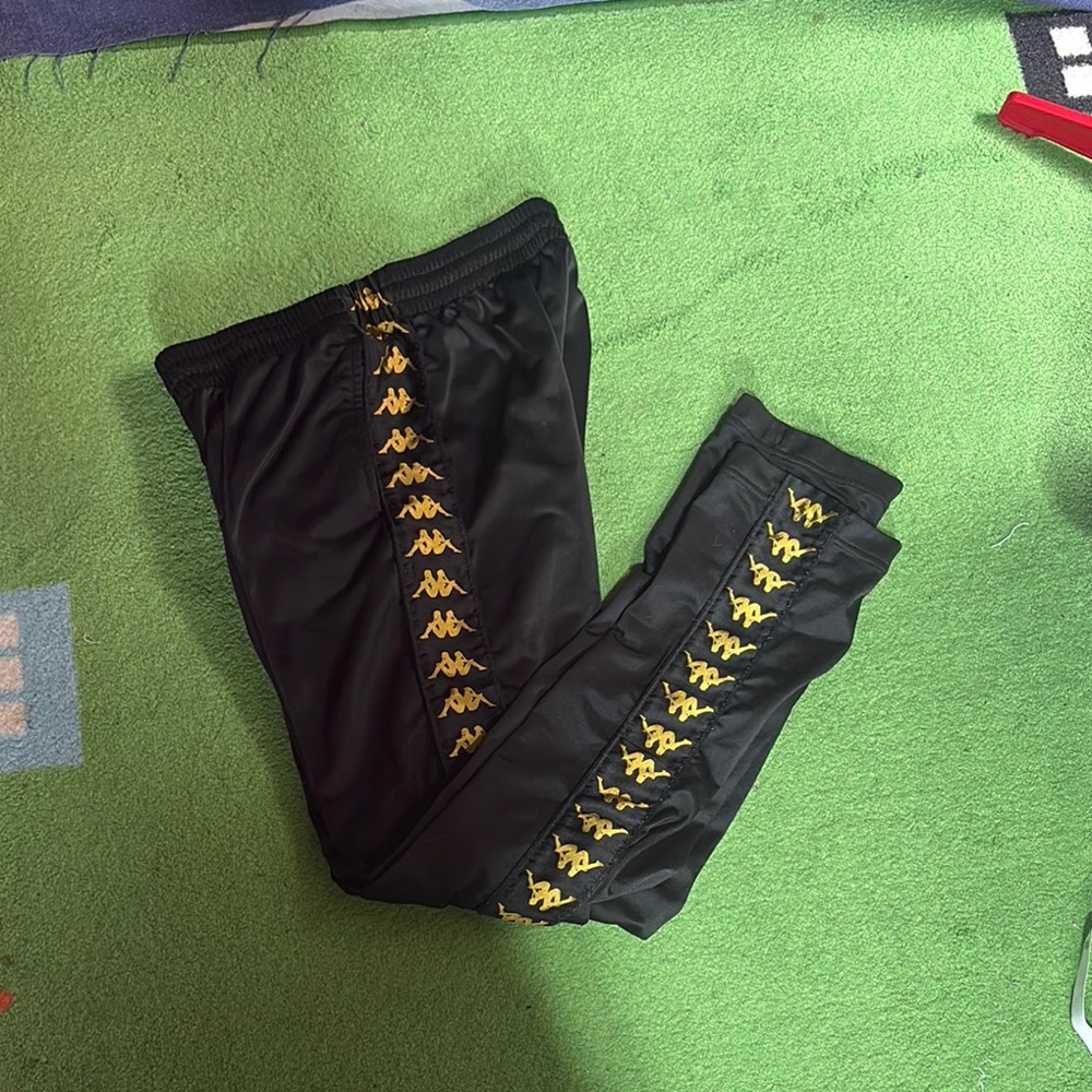 Kappa Black and Gold Lace-Up Joggers